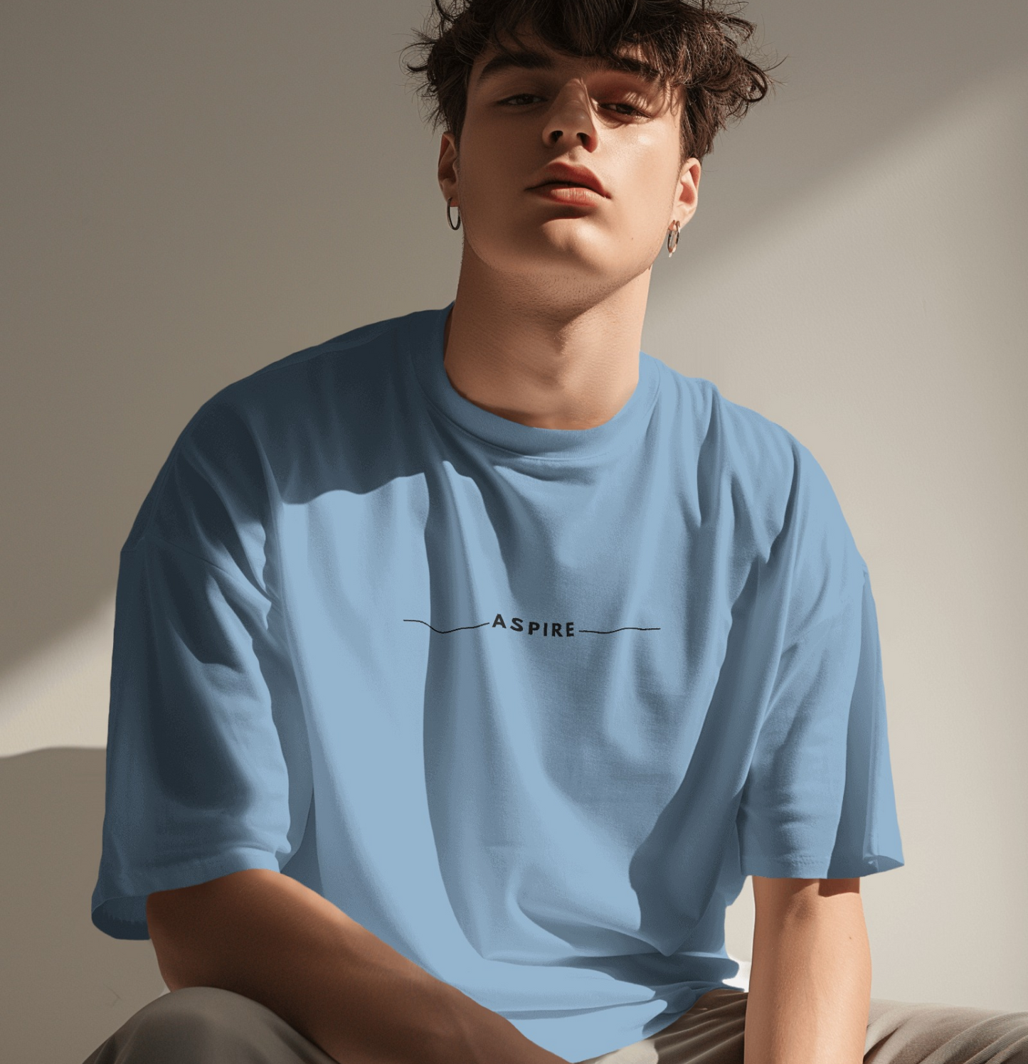 Aspire - Abstract Oversized Tshirt - Baby Blue