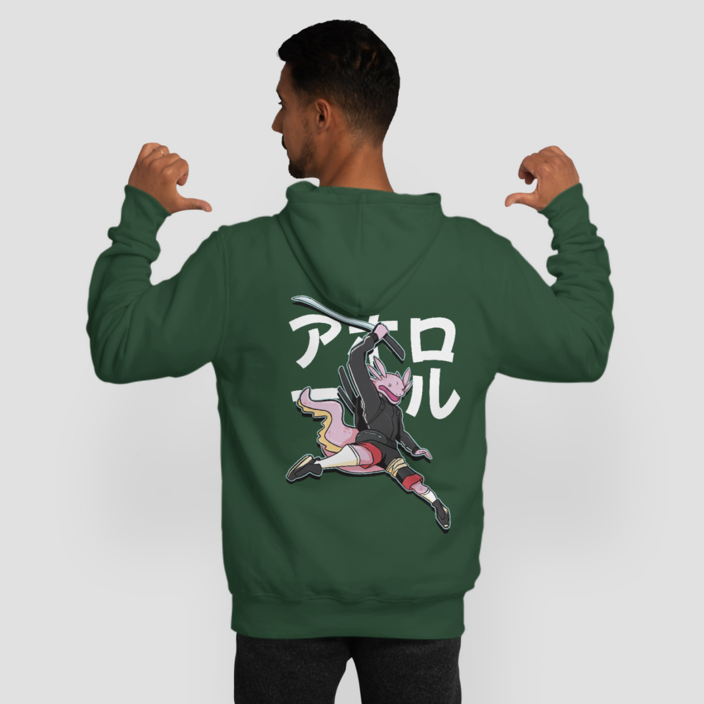 Samurai Axolotl - Warrior Animals | Olive Green Hoodie