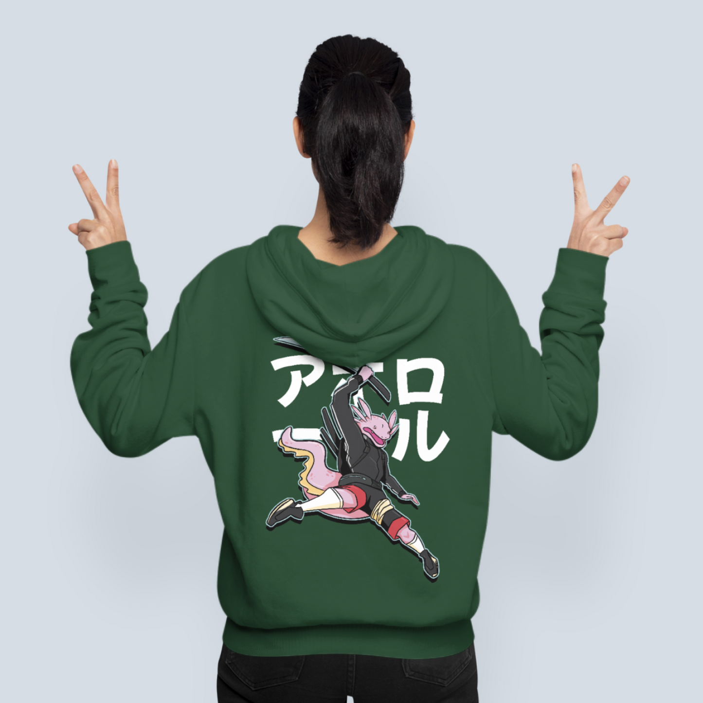 Samurai Axolotl - Warrior Animals | Olive Green Hoodie