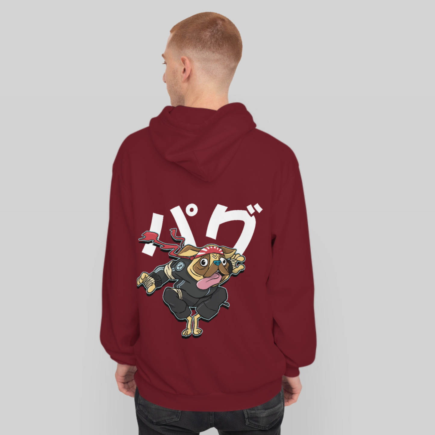 Samurai Pug - Warrior Animals | Maroon Hoodie