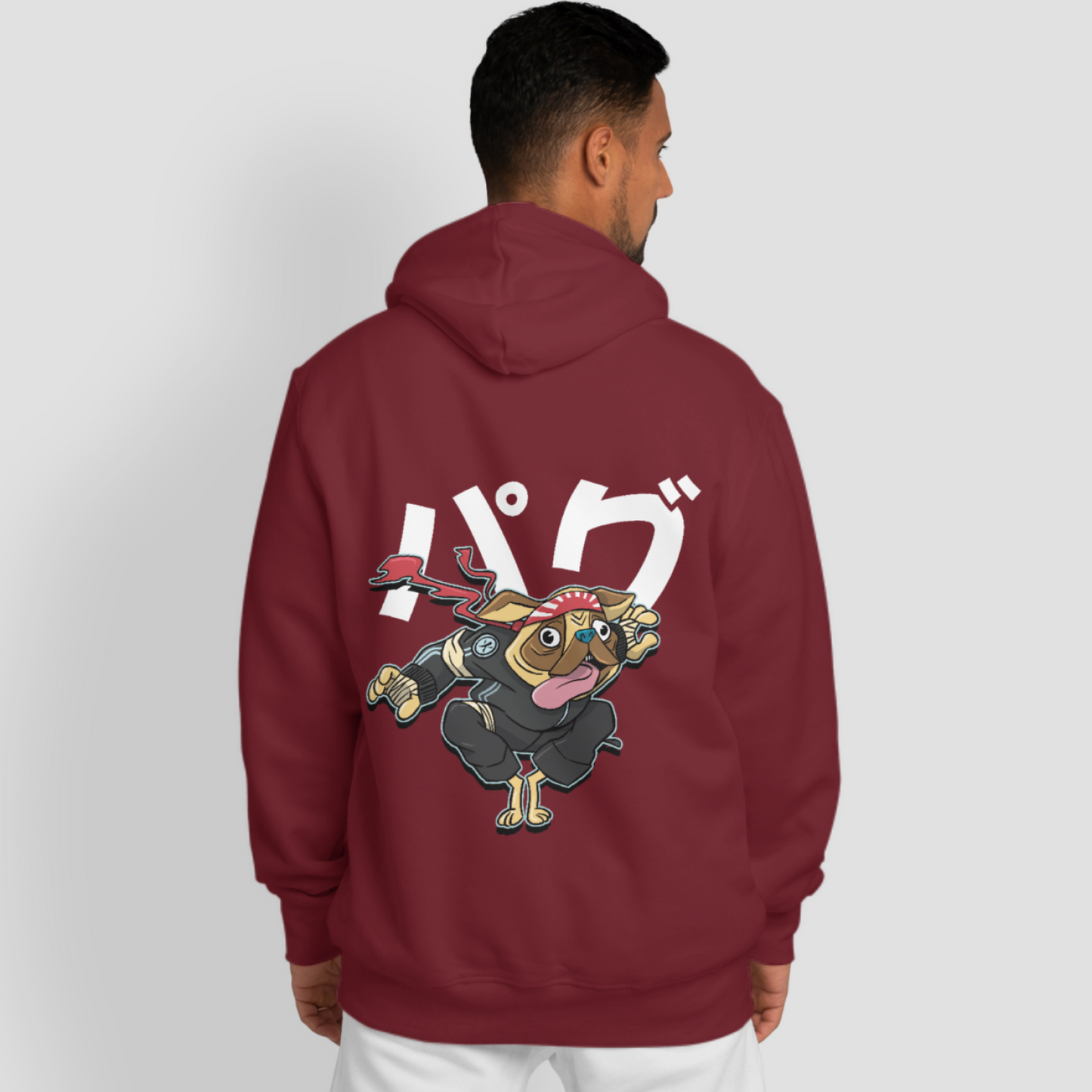 Samurai Pug - Warrior Animals | Maroon Hoodie