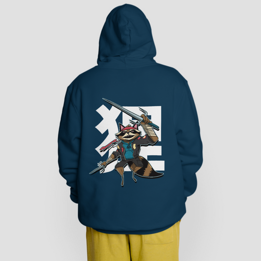 Samurai Racoon - Warrior Animals | Navy Blue Hoodie