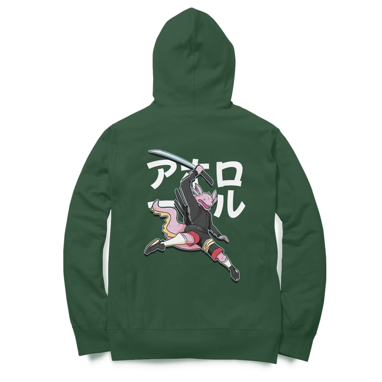 Samurai Axolotl - Warrior Animals | Olive Green Hoodie