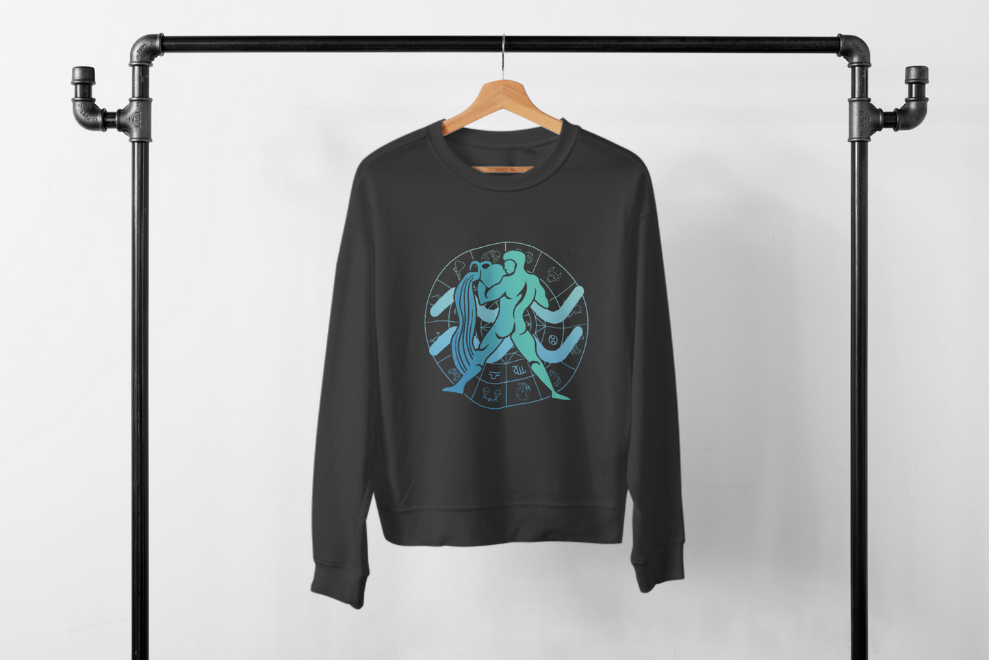 Aquarius Zodiac Sign - Black Sweatshirt