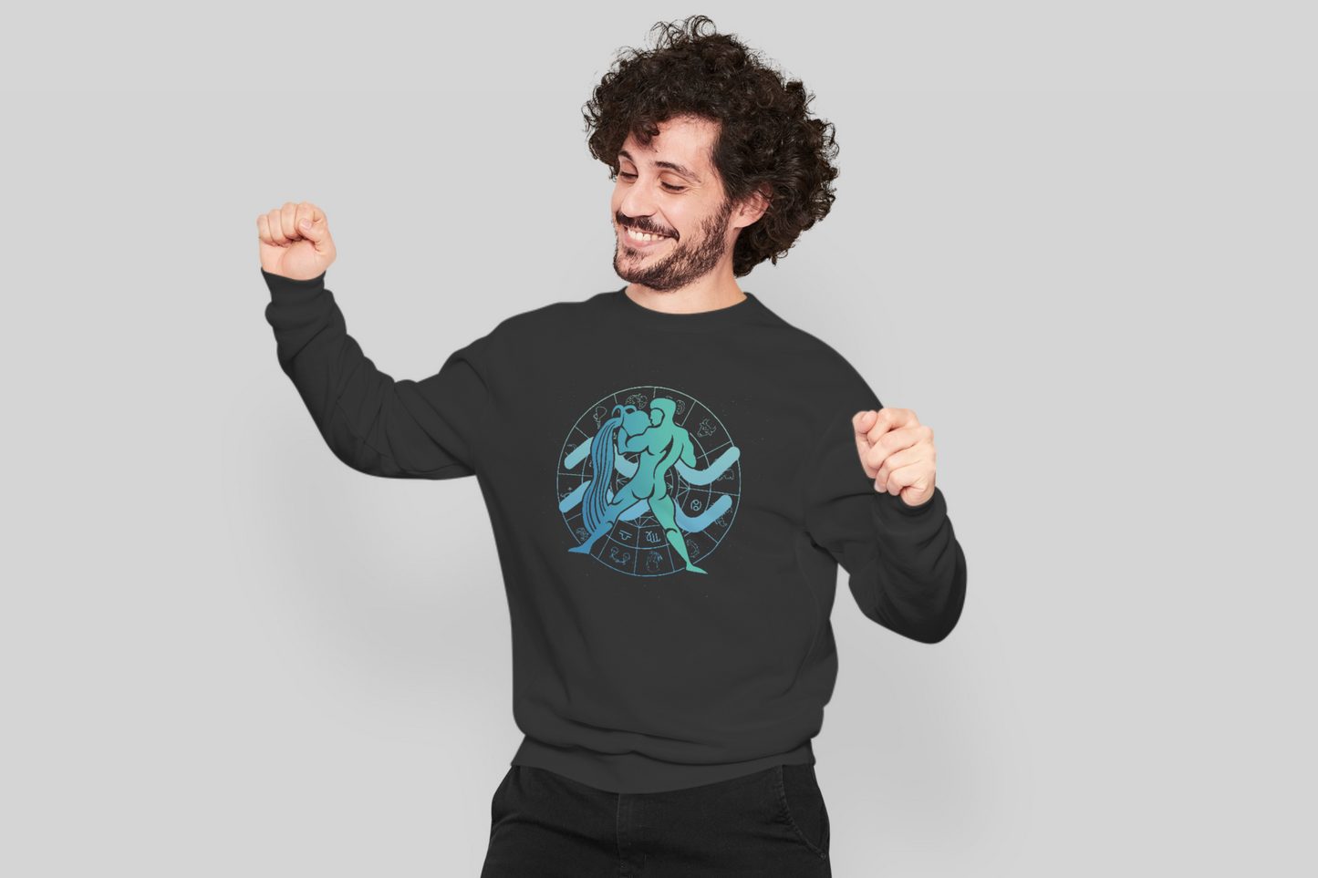 Aquarius Zodiac Sign - Black Sweatshirt