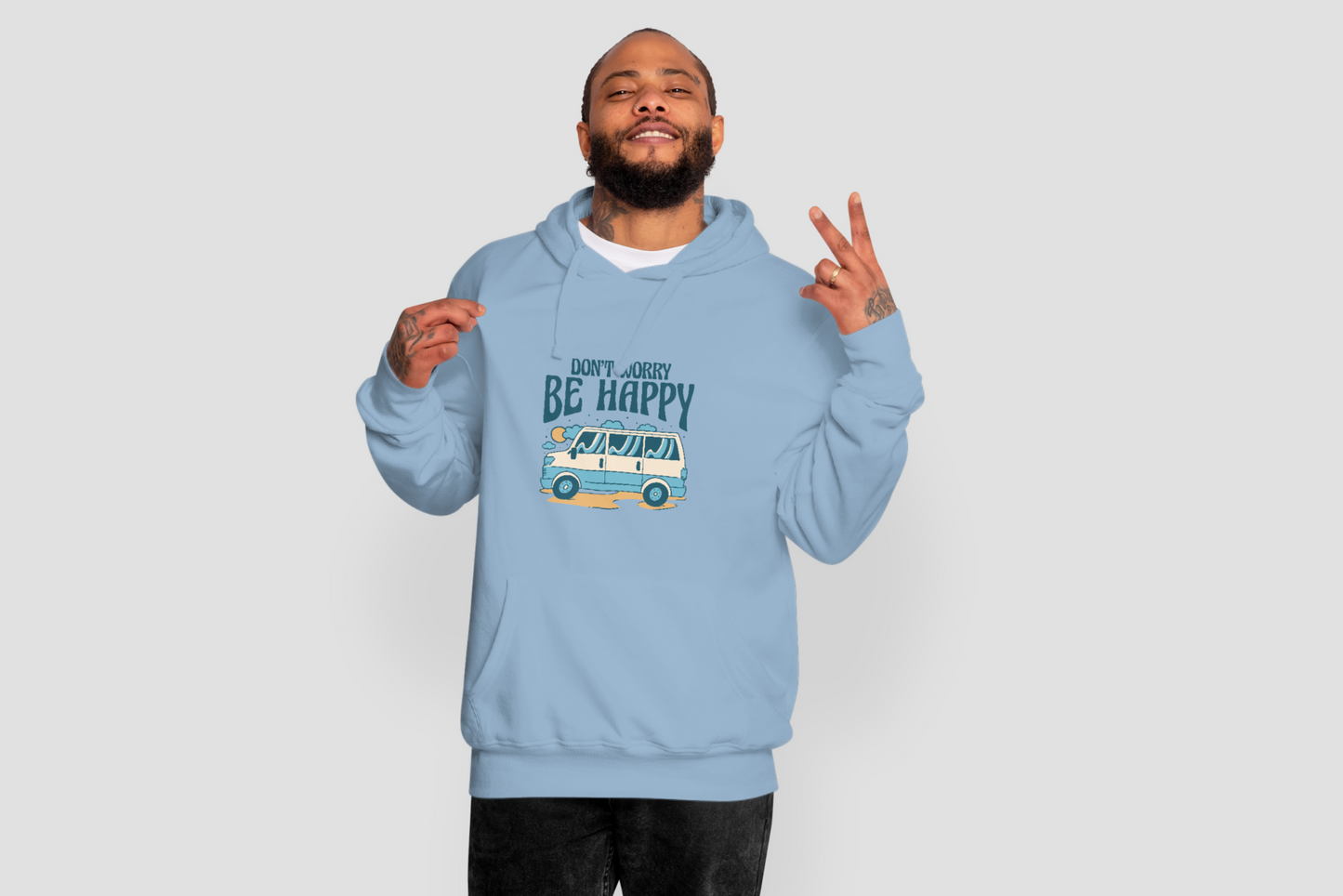 Be Happy - Blue Hoodie