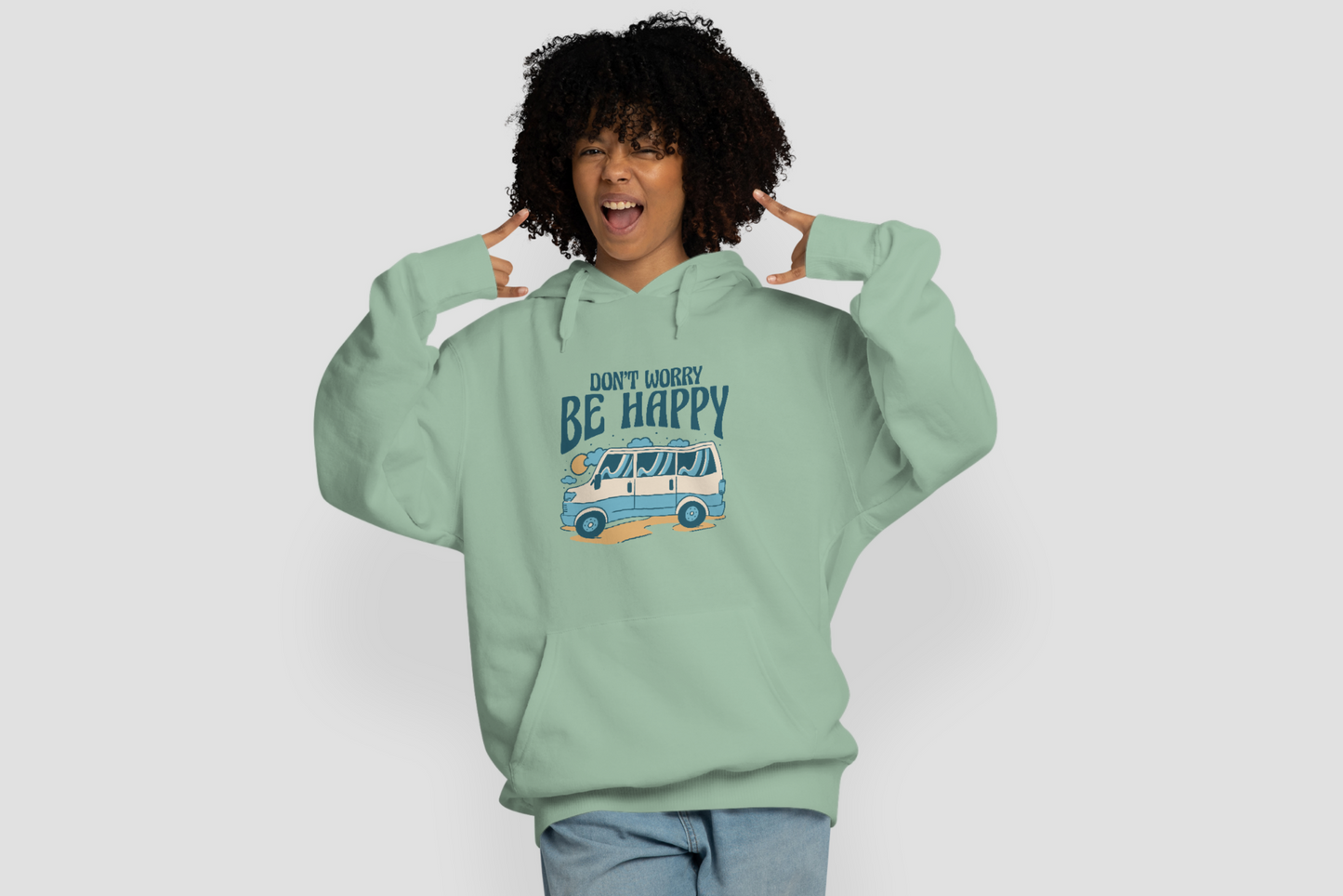 Be Happy - Mint Green Hoodie