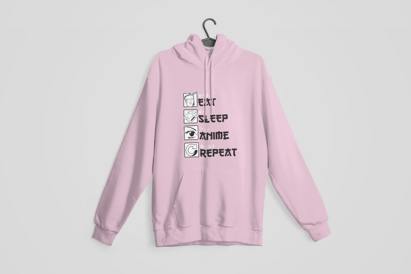 Eat Sleep Anime Repeat - Pink Hoodie